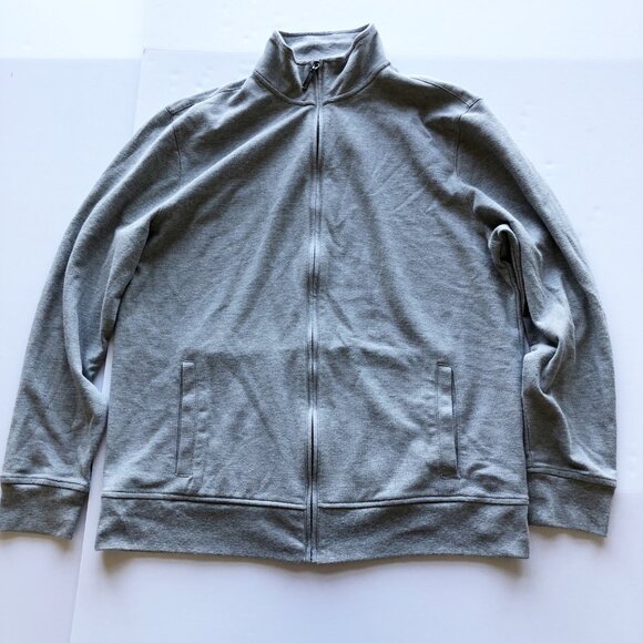 CLUB ROOM Estate Performance Gray Zip Up Cotton Sweater Mens Large - Picture 1 of 8